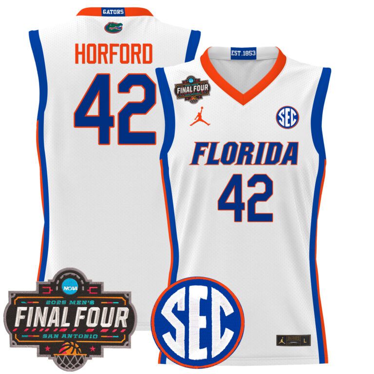 Men Florida Gators #42 Horford white 2025 Final Four Patch NCAA Jersey style 2